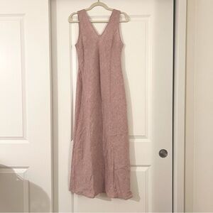 Premium Linen Maxi Dress (purle, V-neckline and back)
